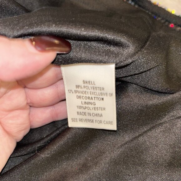 Lucy Paris Black Multicolor Sequenced Faux Wrap Holiday Mini Dress Size Large - Picture 9 of 11